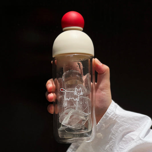 Cute Red Nose Glass Cup | 11oz Double Wall Coffee Cup for Hot & Cold Drinks