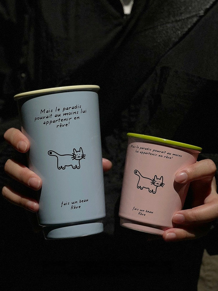 Dopamine Color Block Ceramic Mug | 15oz Large Capacity Coffee & Tea Cup