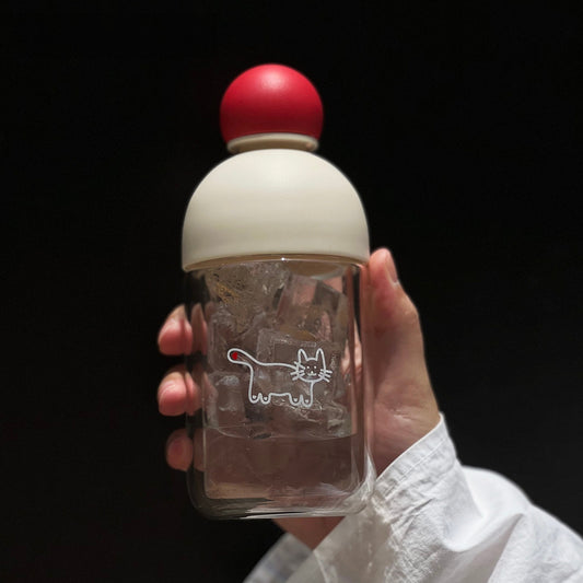 Cute Red Nose Glass Cup | 11oz Double Wall Coffee Cup for Hot & Cold Drinks